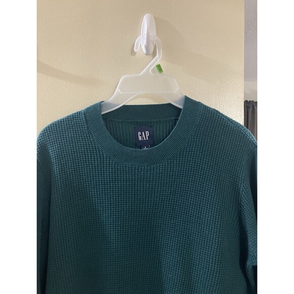 GAP Men's Textured Sweater Size S Small Sea Moss Green Pullover Casual Warm - Picture 8 of 13